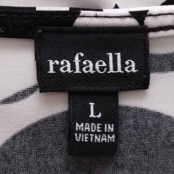Rafaella | Black White Circle Print Short Sleeve Top | Size L - Picture 4 of 5